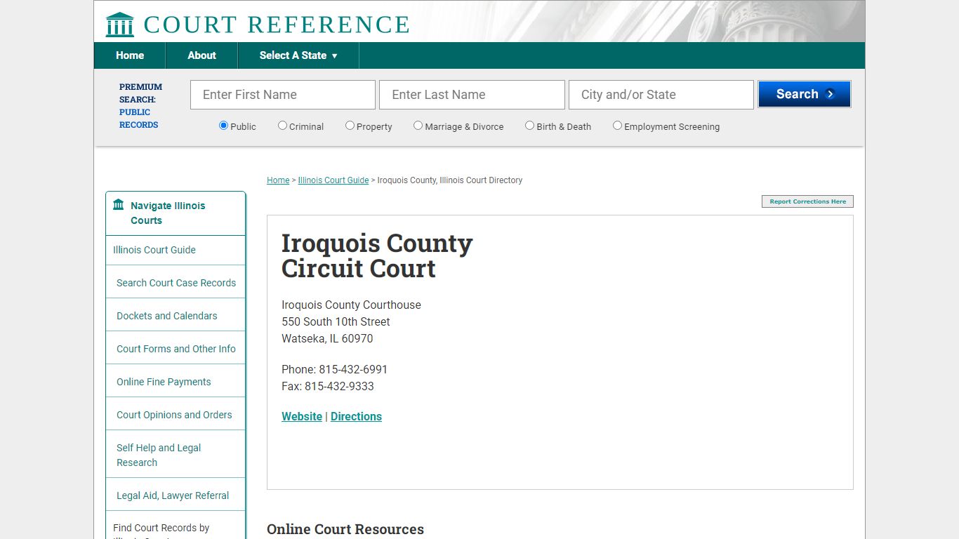 Iroquois County Circuit Court - Court Records Directory