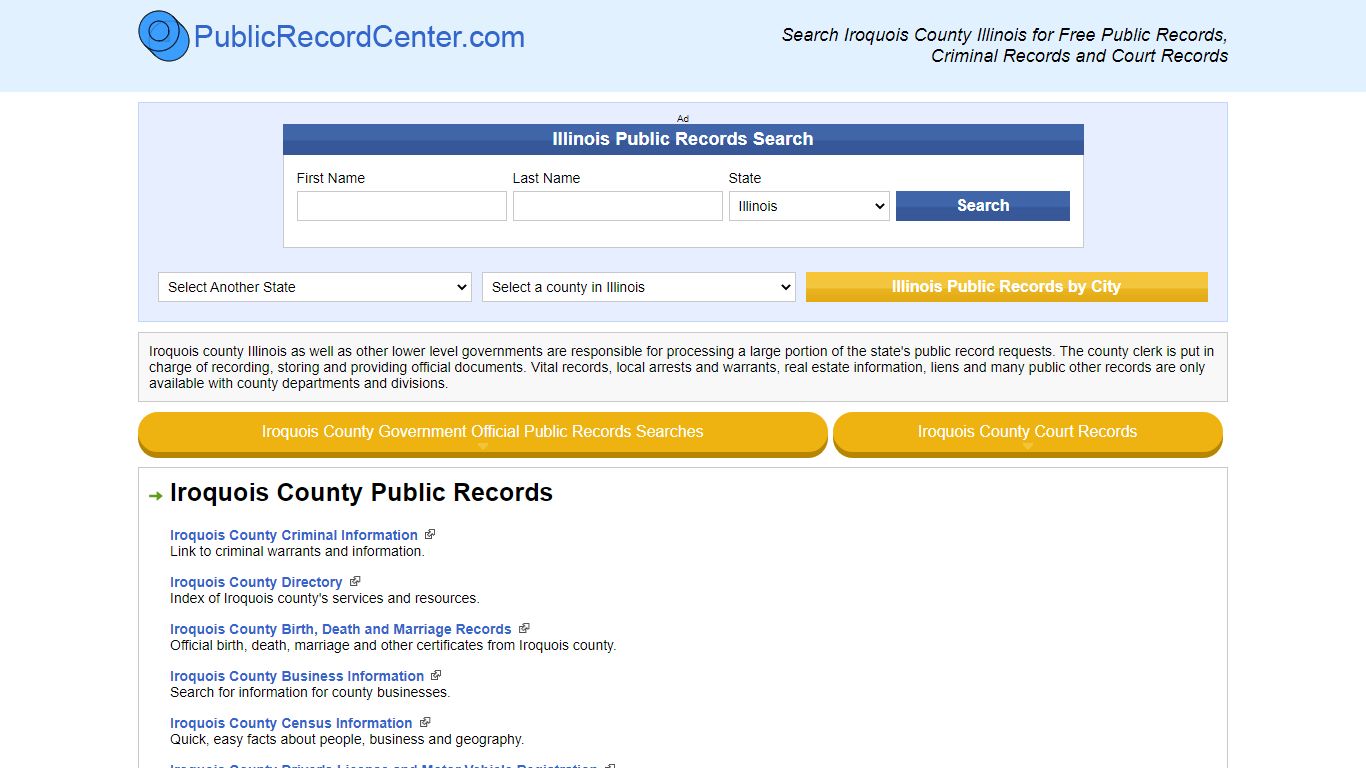 Iroquois County Illinois Free Public Records - Court ...